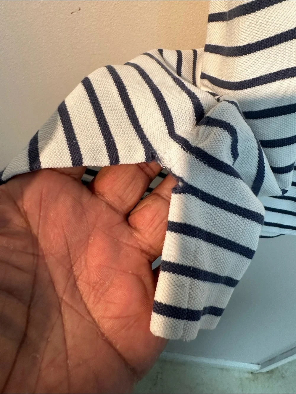 Ralph Lauren White Polo with Navy Stripes and Red Logo